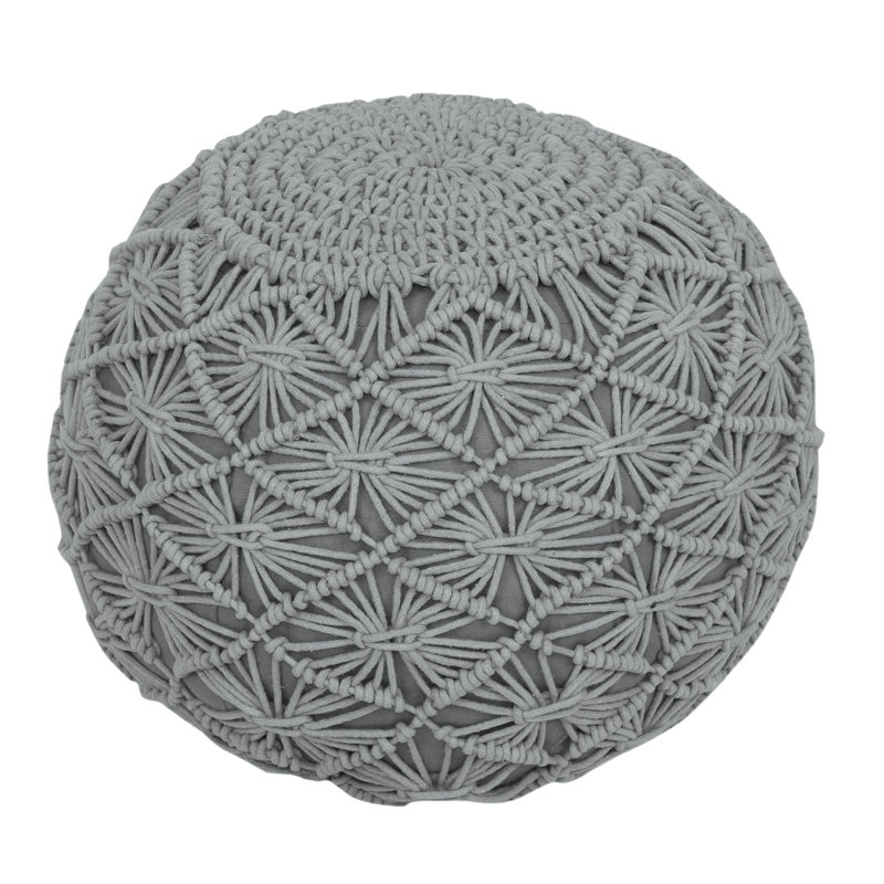 Cleek 50cm Wide Round Solid Colour Pouffe Ottoman, Silver