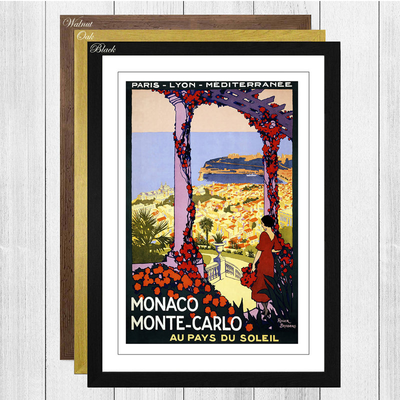 Vintage Travel Monaco Monte-Carlo Framed Vintage Advertisement - Framed Print, Black