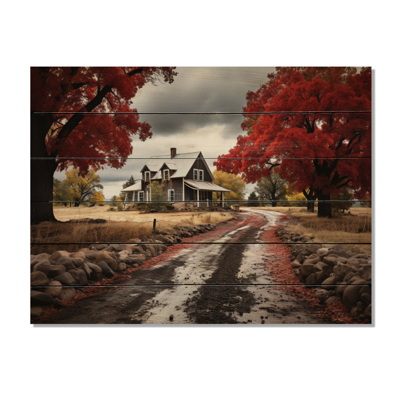Sooad Red Farmhouse Rustic Elegance III sur impression sur bois, H 30 po x l 40 po x P 0,78 po