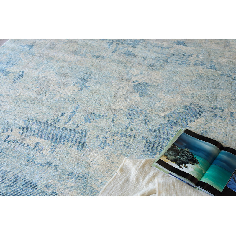 Mineral Abstract Area Rug in Blue, Rectangle 8' x 10'