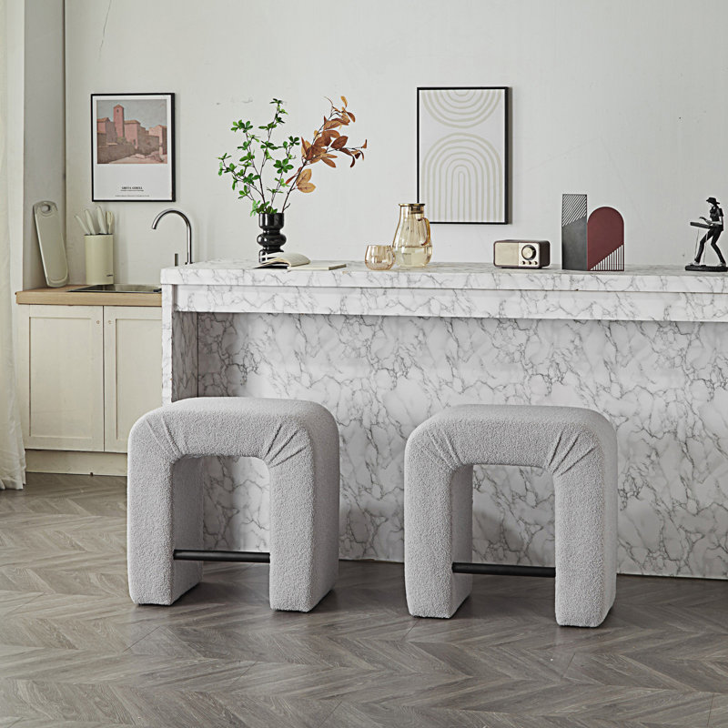 Ensemble de 2 tabourets en U, chaises de salle à manger, Gris, Gris