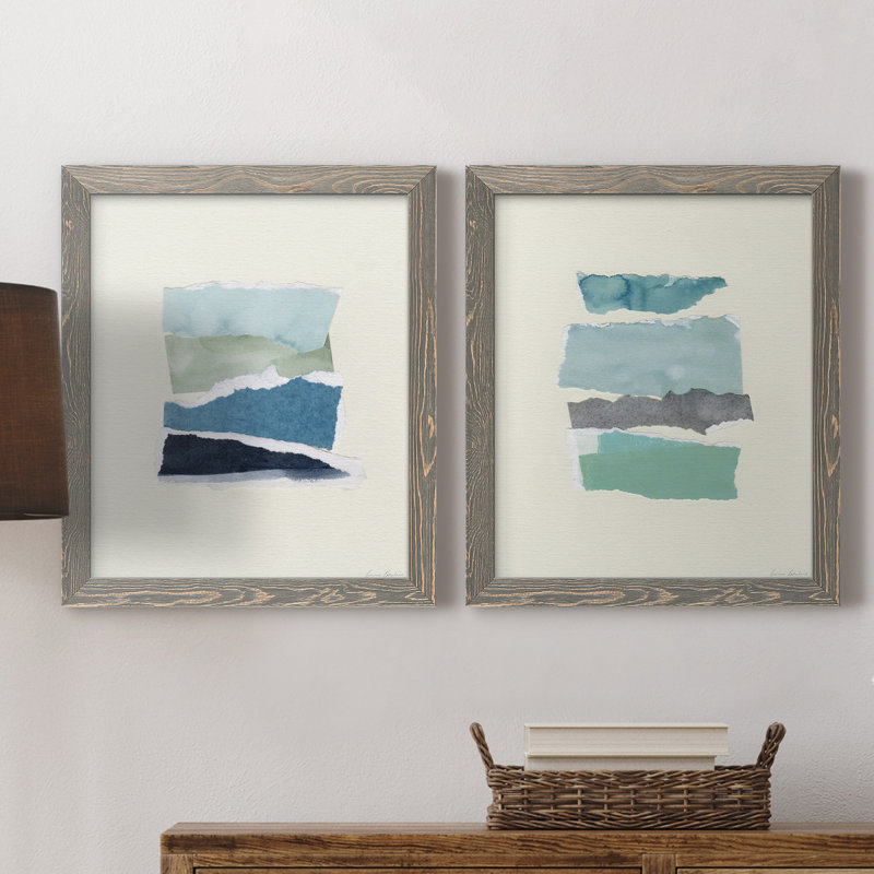 «Seaside Color Study I», ensemble de 2 reproductions d'art sur toile, H 20 po x l 17 po x P 1 po, Toile avec cadre gris