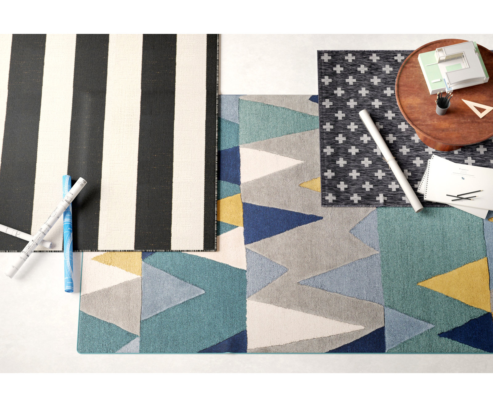 Umbria Striped Indoor / Outdoor Area Rug, Rectangle 6'7" x 9'6", Charcoal 