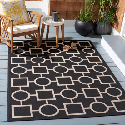 Arneshia Geometric Black/Beige Area Rug