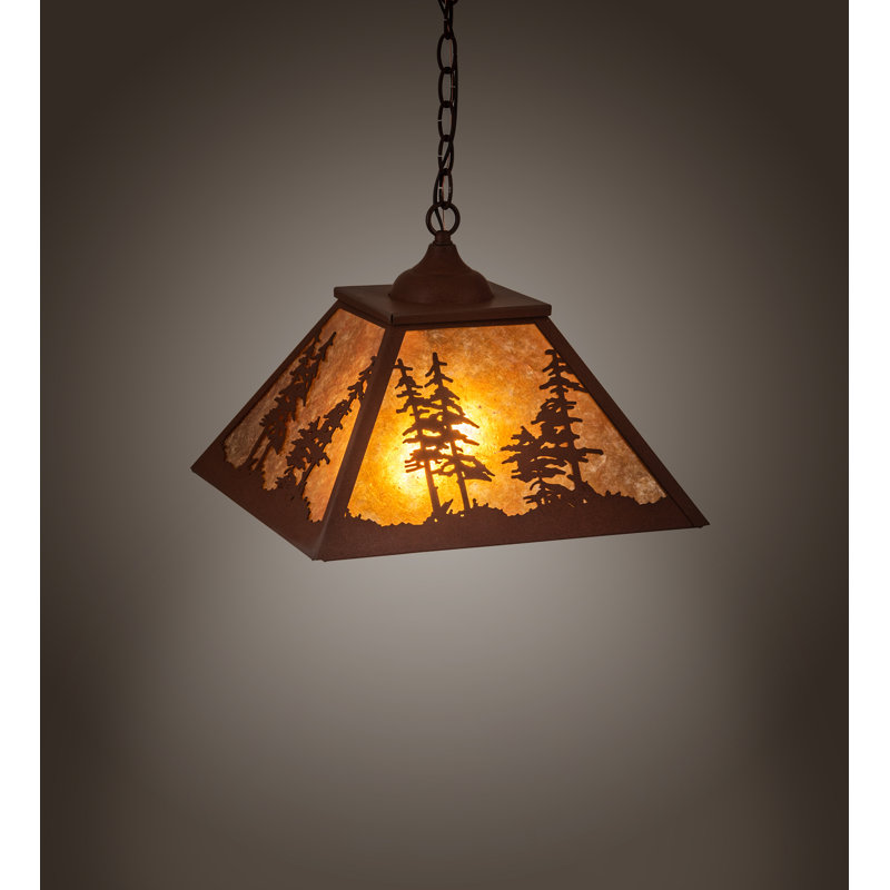 Tall Pines Pendant, 50" H x 16" W x 16" D, Amber Mica, Red Rust