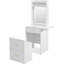 Small Vanity Desk with Mirror and Light, Dressing Table with Charging Station & Fold-up Panel for Small Space, Compact Makeup Vanity Set with Hidden Stool for Bedroom