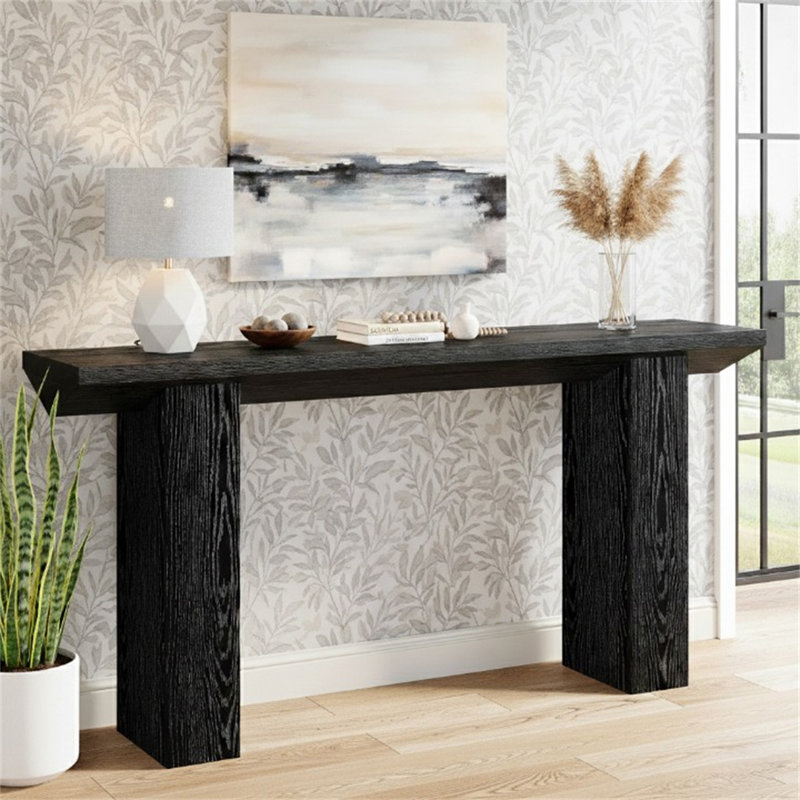 63" Console Table, Wooden Sofa Table Long Entryway Table