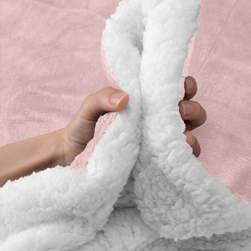 Misuzu Super Soft Reversible Sherpa Fleece Blanket, Pink, Single