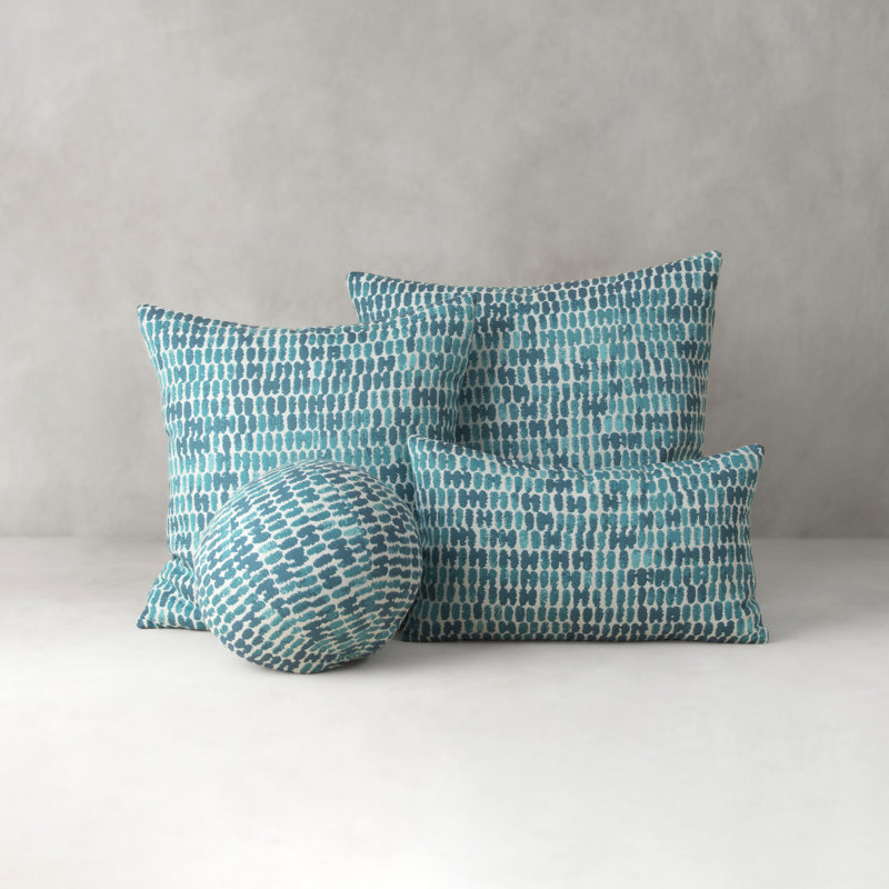 Thumbprint Sunbrella® Throw Square Indoor/Outdoor Pillow Cover & Insert by Elaine Smith, Aruba, Square 20"