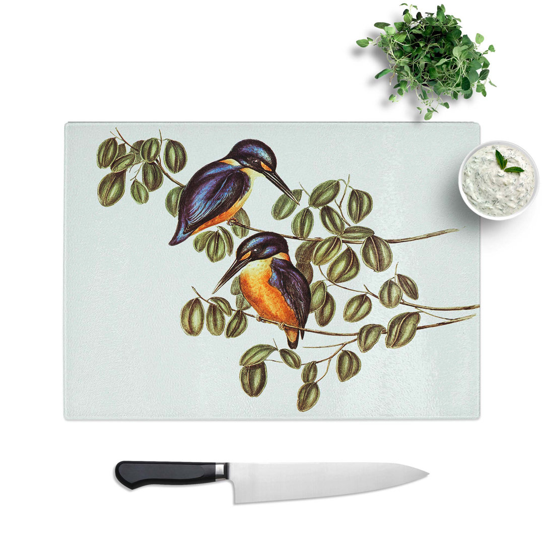 Tempered Glass Kingfishers Chopping Board
