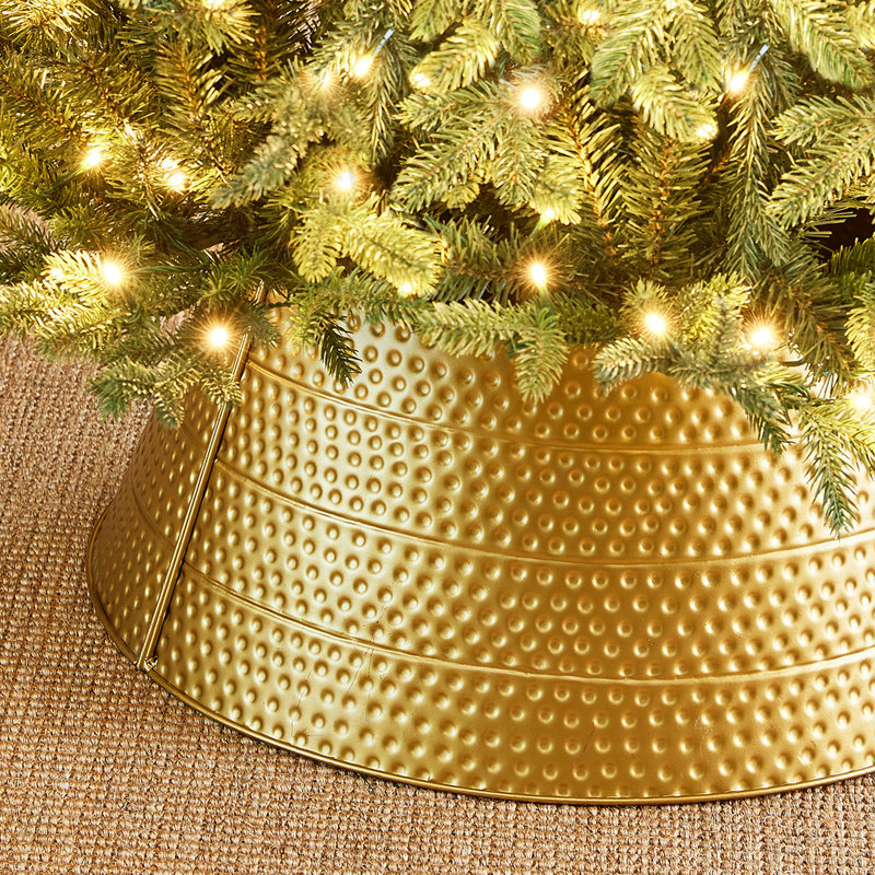 22"D Gold Hammer-harden Metal Tree Collar(KD), Gold, 9.75" H x 22" W