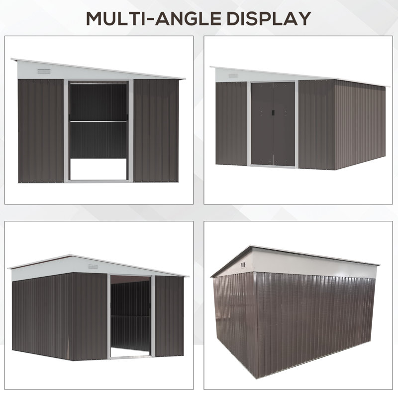 Gray Metal Outdoor Storage Shed with Double Lockable Doors and Vents