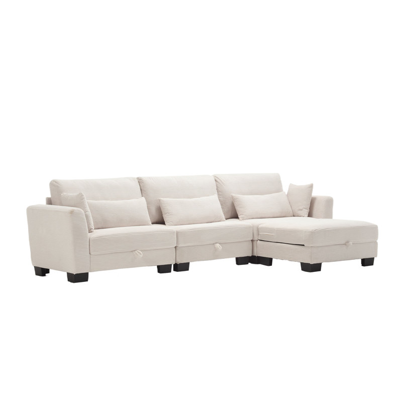 Canapé en L avec rangement réglable, Beige