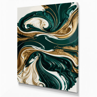 Abstrait art fluide sur toile verte 80