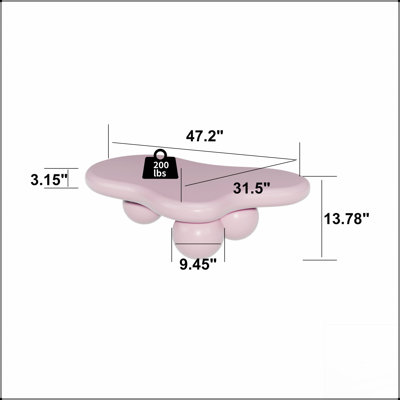 Table basse de 40 pouces en forme de nuage avec 3 pieds sphériques, parfaite pour ajouter élégance et modernité à votre salon