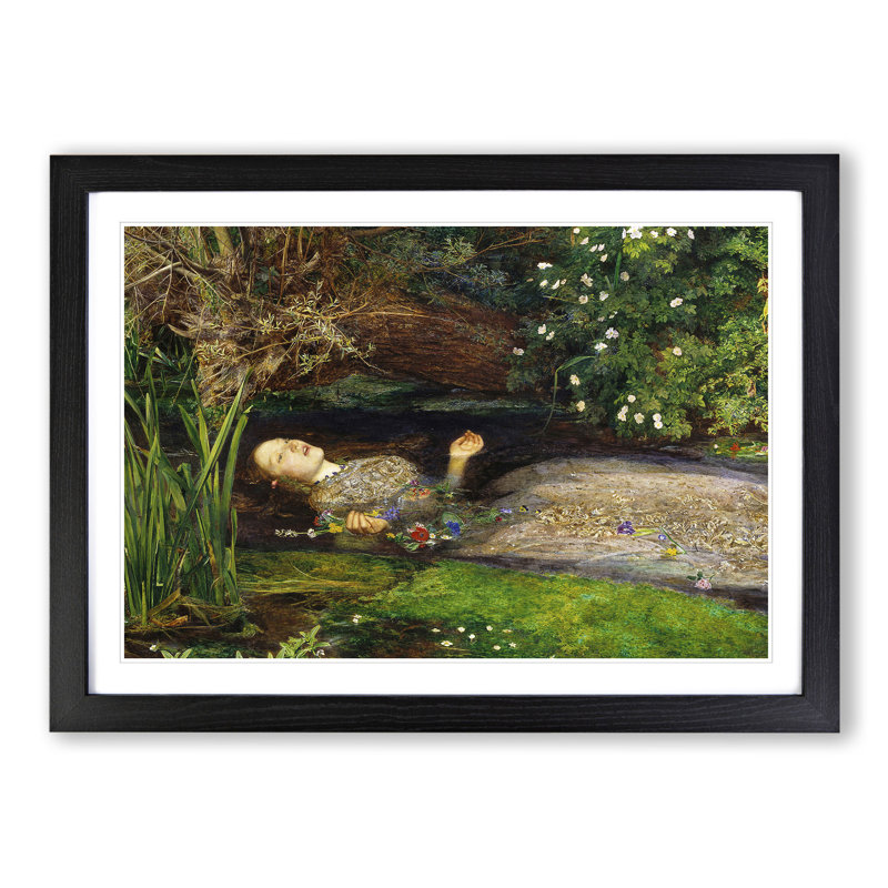 Ophelia by John Everett Millais - Picture Frame Painting, Black Framed, 27cm H x 36cm W x 2cm D