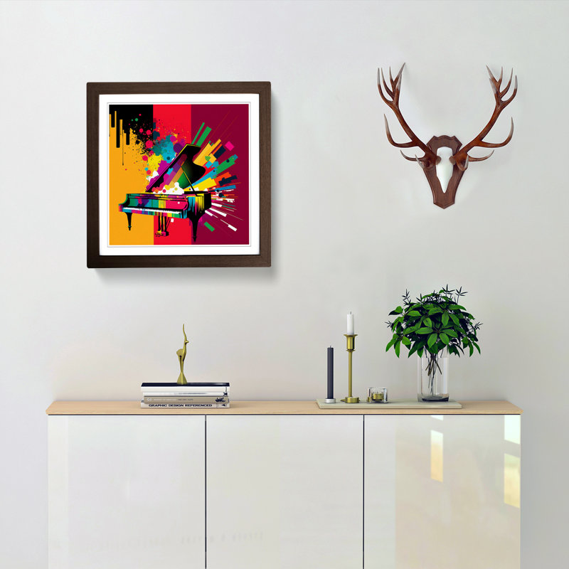Piano Pop 1 Piece Single Picture Frame Wall Art, Walnut
