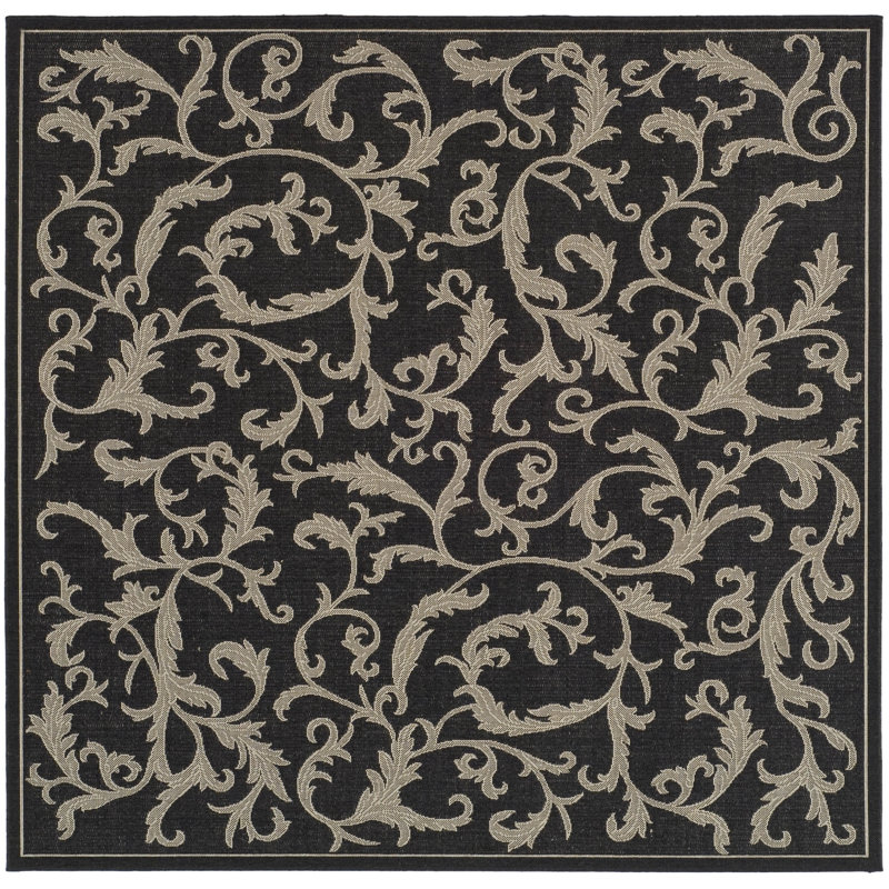 Herefordshire Performance Floral Indoor/Outdoor Area Rug, Square 6'7"