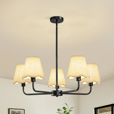 5-Light Modern Dimmable Chandelier With Fabric Shades