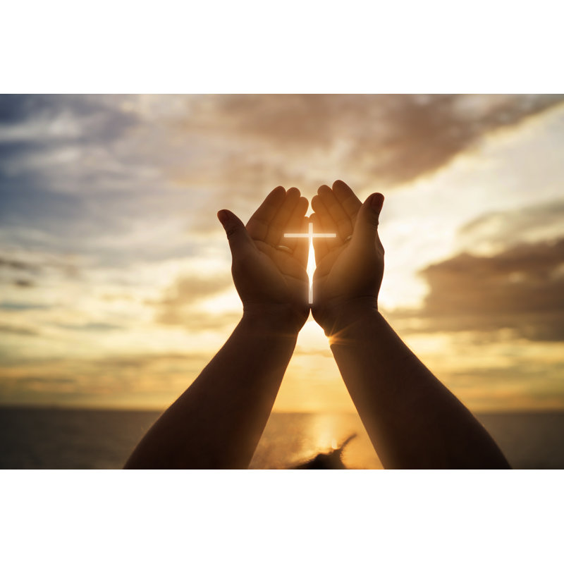 Human Hands Open Palm Up Worship. - Wrapped Canvas Print, 30cm H x 46cm W x 3.8cm D