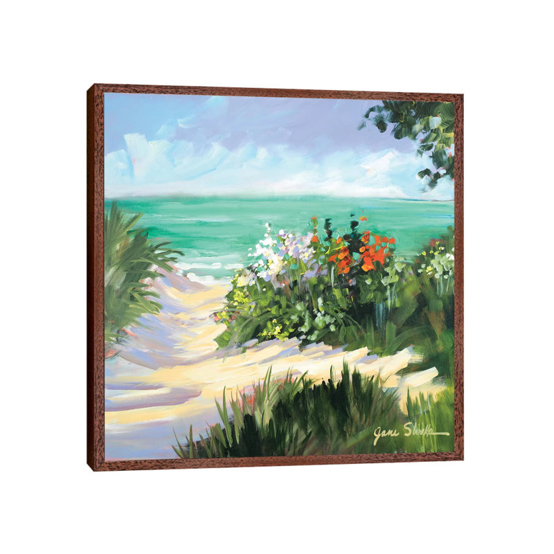Sun Beach Dunes by Jane Slivka - Painting on Canvas, 45.72 cm H x 45.72 cm W, Classic Wood Framed
