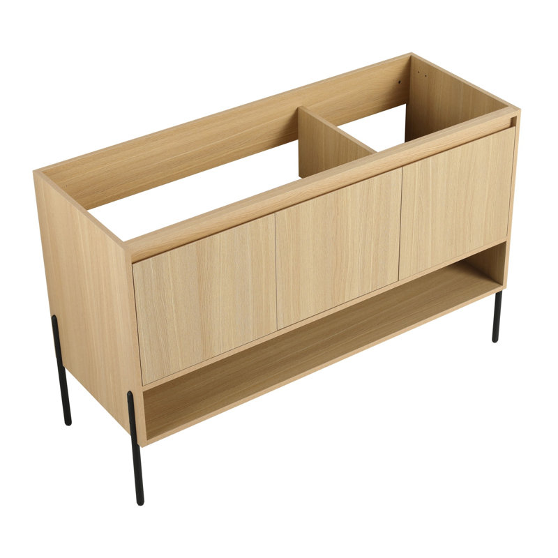 Armoire de salle de bain autoportante avec portes à fermeture en douceur