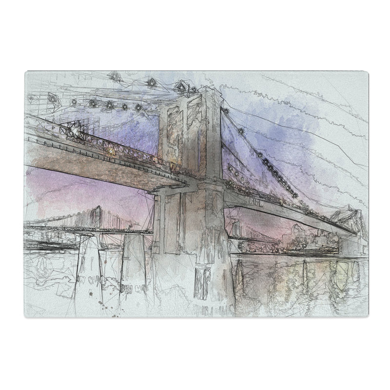 Tempered Glass Brooklyn Bridge at Night Chopping Board, 20 cm x 28.5 cm