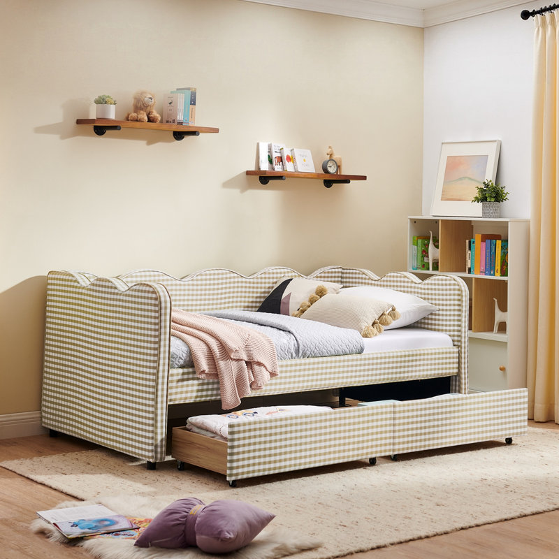 Lit simple Joann avec deux tiroirs de rangement et port USB, Brun