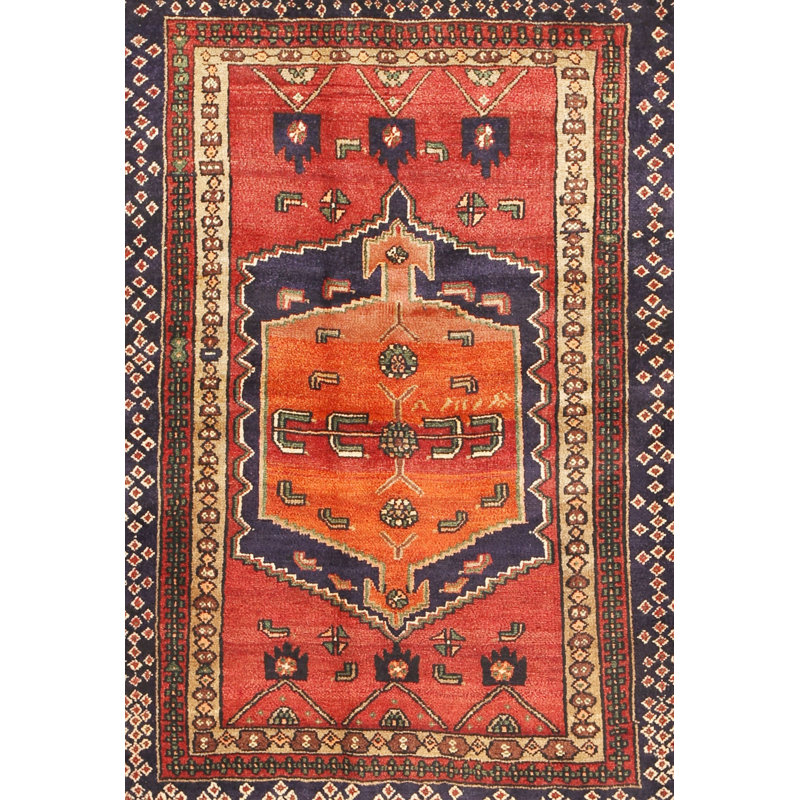 Tapis de zone rouge en laine touffeté à la main Monette