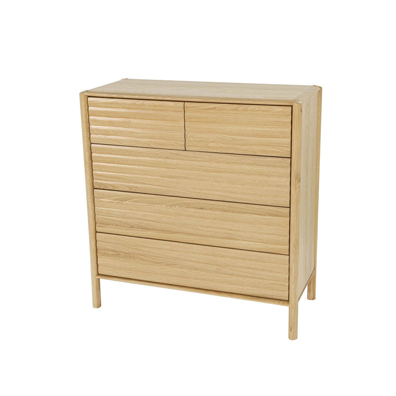 Commode 5 tiroirs Lylis, chêne clair