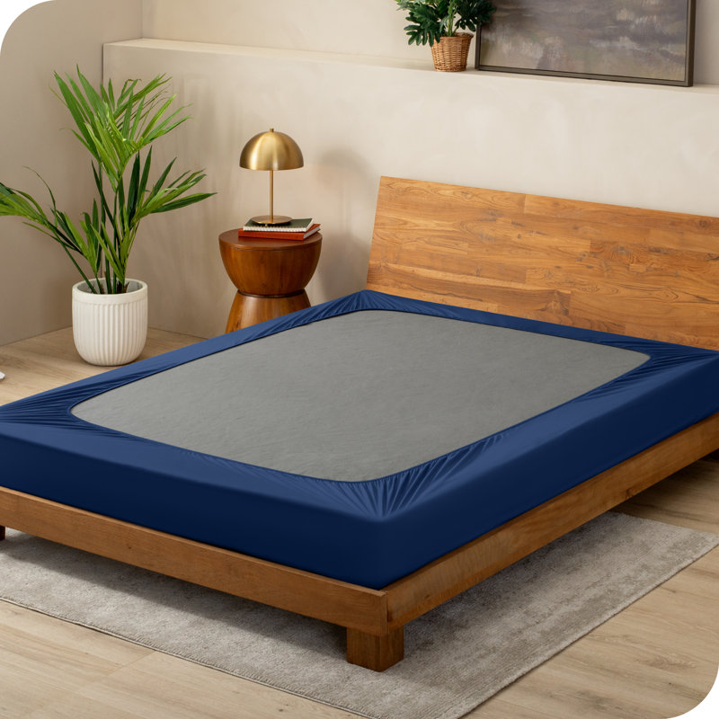 Housse de sommier enveloppante, Bleu foncé, Très grand