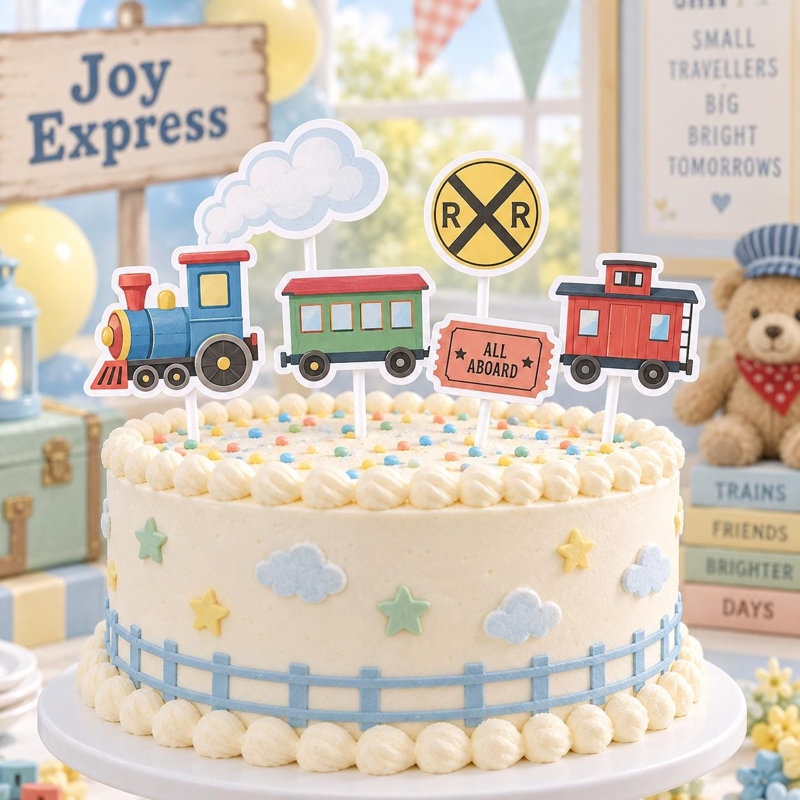 Joy Express Cake Topper Set, Baby Shower Party Decor, 6 Cardstock Cake Toppers