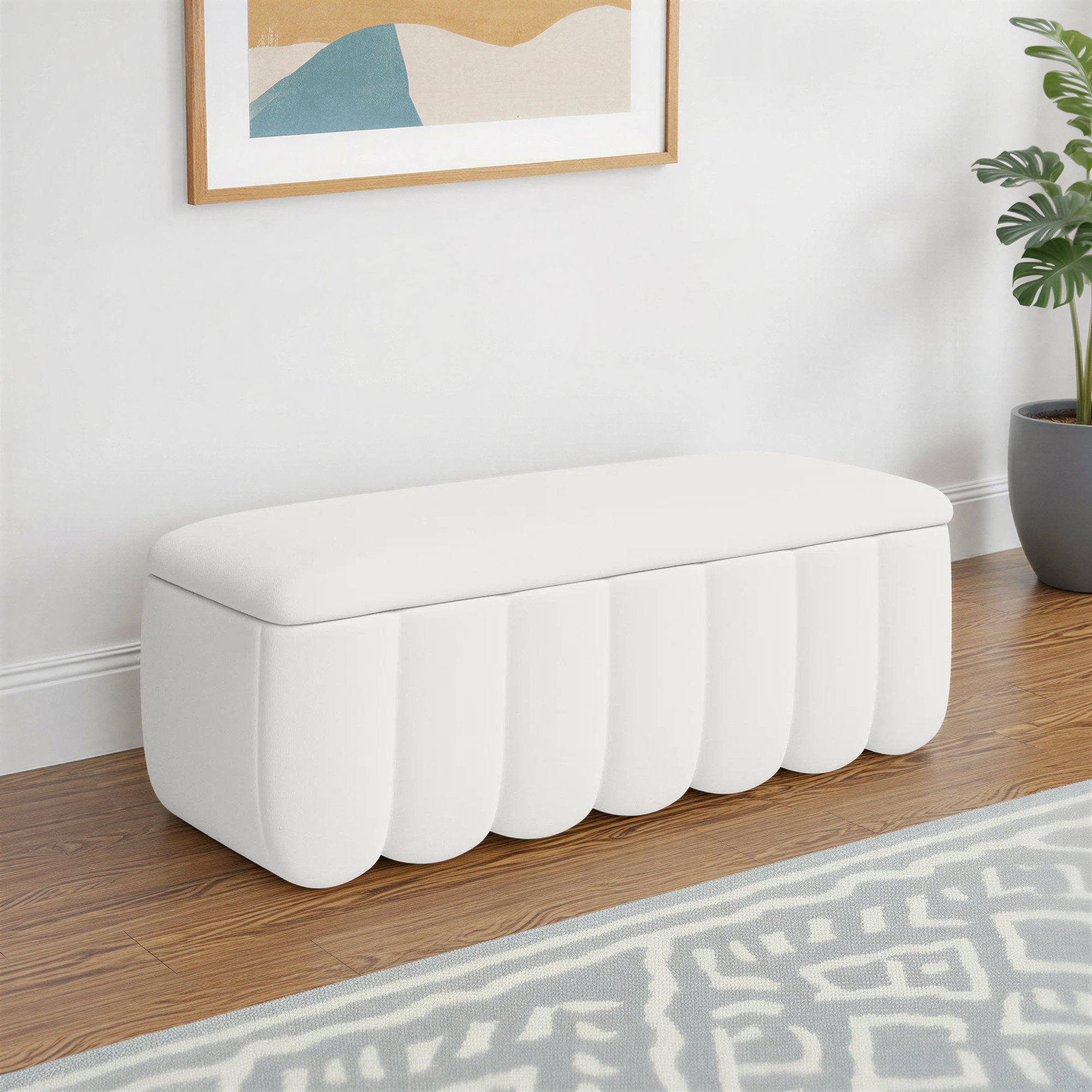 Jeddo Storage Bench, Elite Ivory Linen
