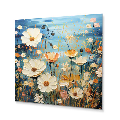 Red Barrel Studio® White Blue Seasonal Flowers Field Pointillism I ...