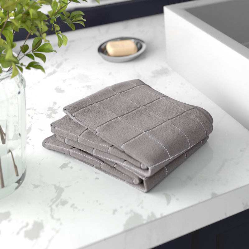 Ensemble de 4 serviettes 100% coton Amaarah, Gris, Bath Towels - 2 Pack
