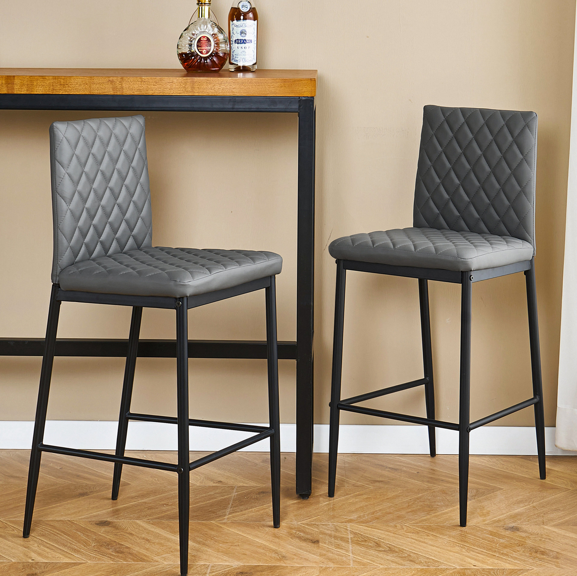 17 Stories Ranburne Upholstered 25.6'' Counter Stool with Metal Frame ...