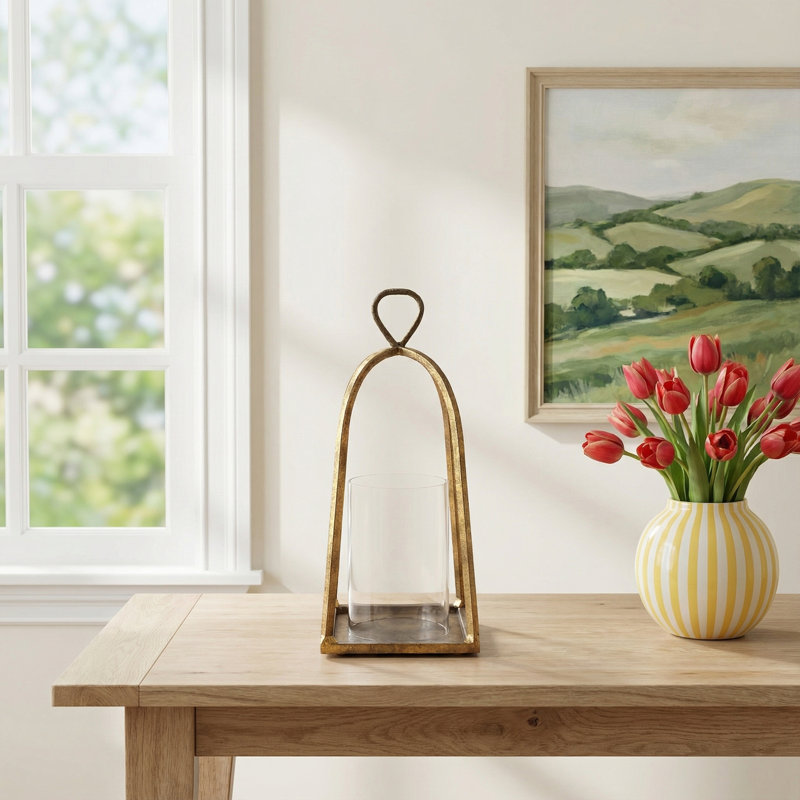 Saga Glass Tabletop Hurricane, 18.5" H x 8" W x 8" D