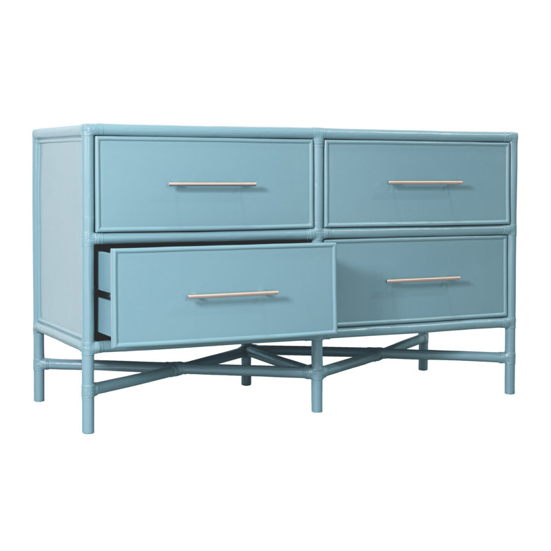 Venice 4 Drawers 54" W Double Dresser, Pool Blue