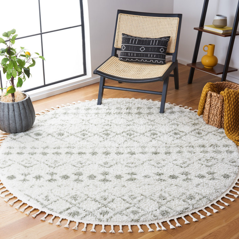 Akiharu Fringe Shag Performance Southwestern Rug, Round 6'7"