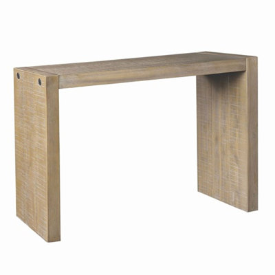 Modern Solid Wood Console Table With Wire Brushed Distressing, Perfect For Living Room, Entryway, Or Kitchen