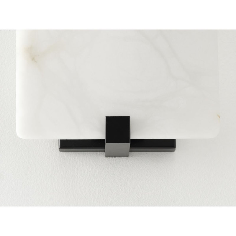 Traore Steel LED Wallchiere, Black, Alabaster Stone
