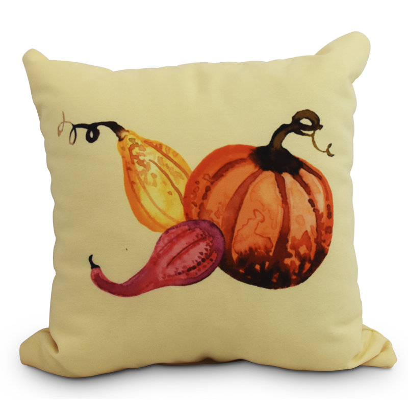 Housse de coussin d’extérieur d’automne en velours gourd Bigner, Jaune clair, 16 po x 1 po