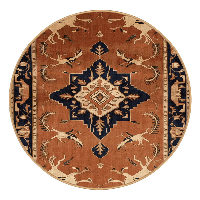Tapis brun lavable à la machine, Rond 6 pi