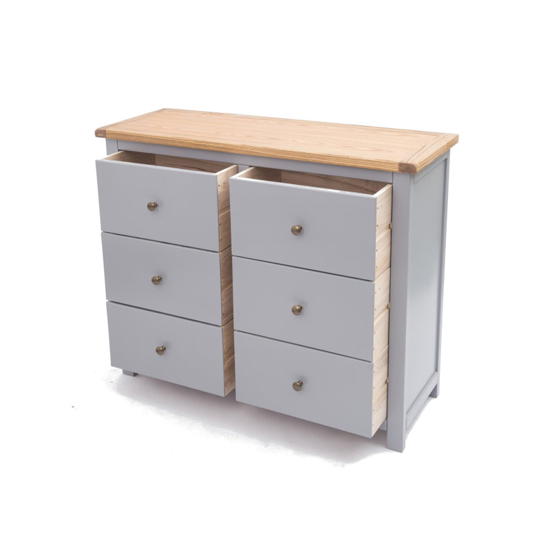 Millport 110cm W 6 - Drawer Chest of Drawers, Grey/Gold