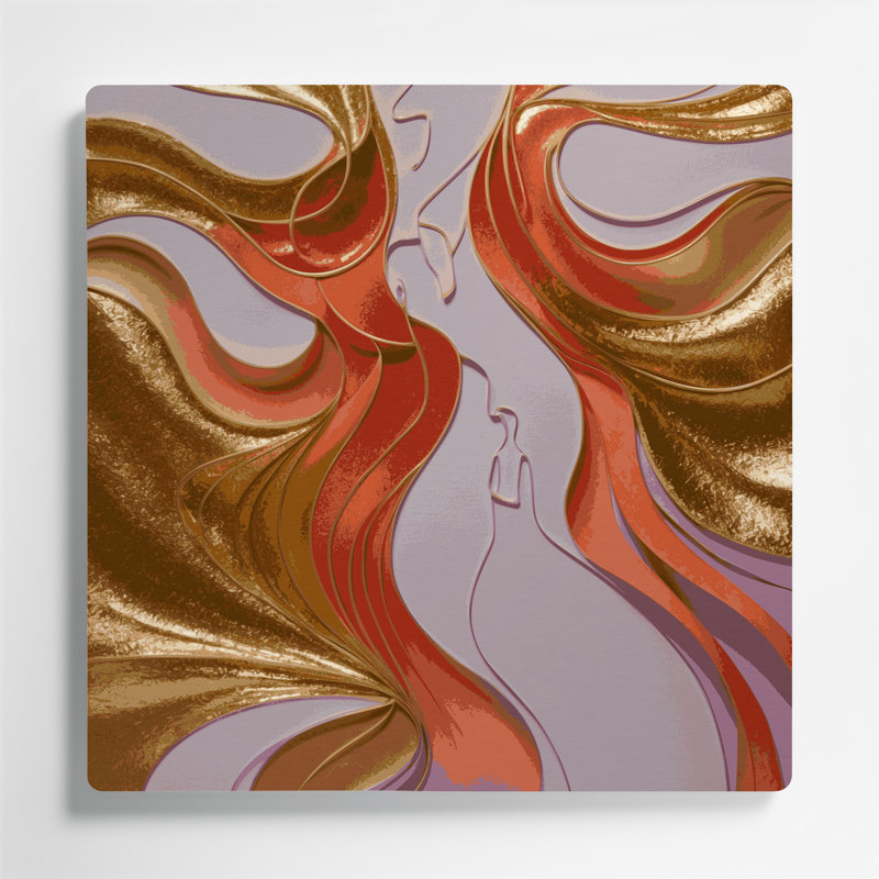 Abstract Figurative 37 Beige Metal Wall Art, 12" H x 12" W