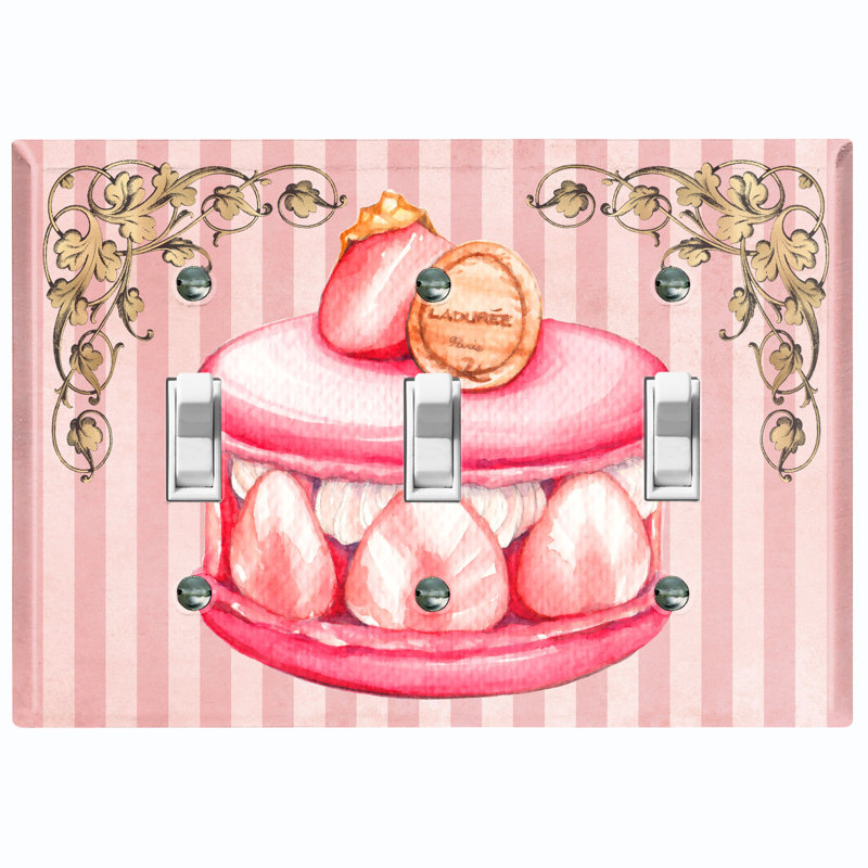 Plaque murale à 3 interrupteurs à bascule Rose Petal Macaron