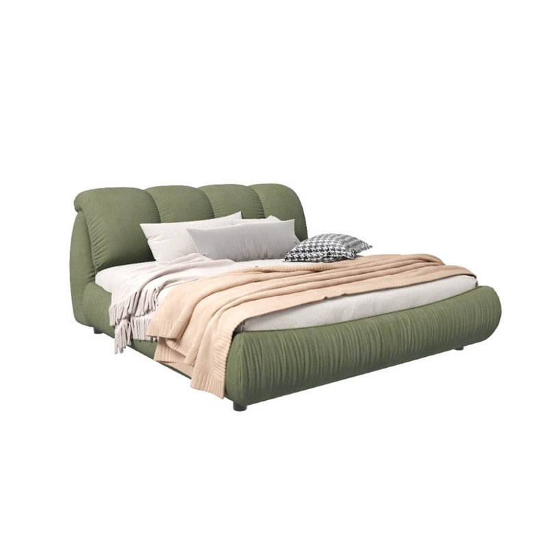 Très grand lit plateforme tapissier Green, Vert