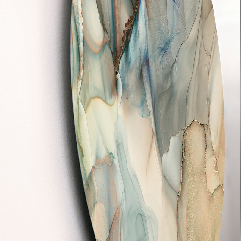 Gris Tender liquide Art I - art mural moderne en métal rond, H 23 po x l 23 po x P 1 po