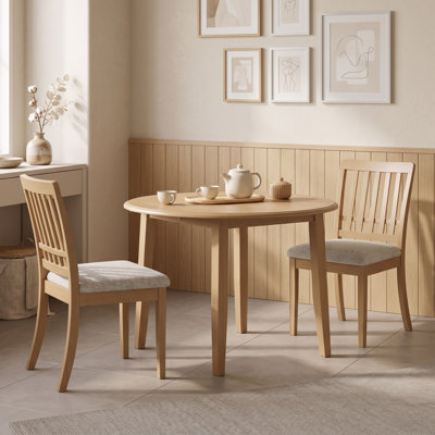 Ensemble de salle à manger rond extensible moderne avec 2 chaises rembourrées, ensemble table et chaises de cuisine 3 pièces avec rallonge rabattable