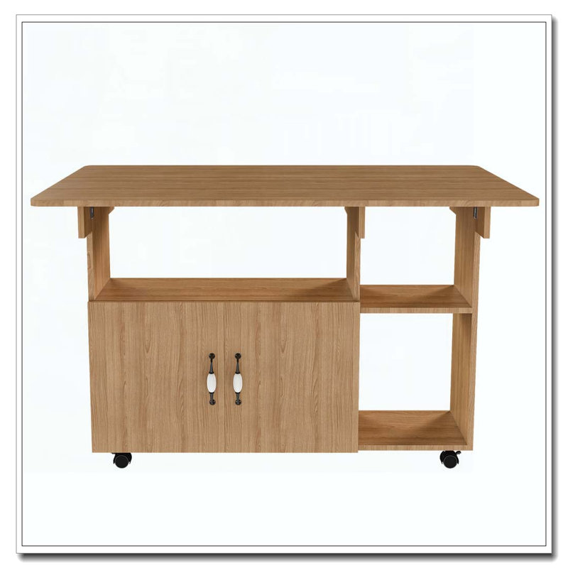 Table pliante avec tablettes et roulettes de rangement, table de salle à manger pliable de 47 pouces pour les petits espaces, bureau compact pour la cuisine